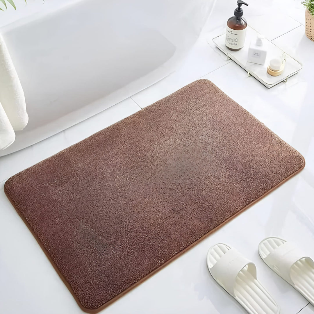 "Super Absorbent Velvet Bath Mat with Non-Slip Backing, Plush High-Density Foam for Luxurious Bathroom Comfort"