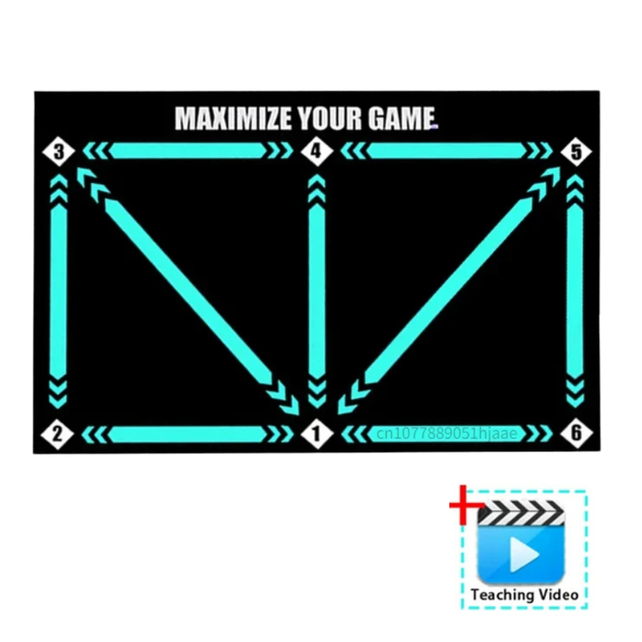 "Unisex Football Pro Training Mat with agility drills guide; 90cm x 60cm, fits home spaces, enhances dribbling and endurance.