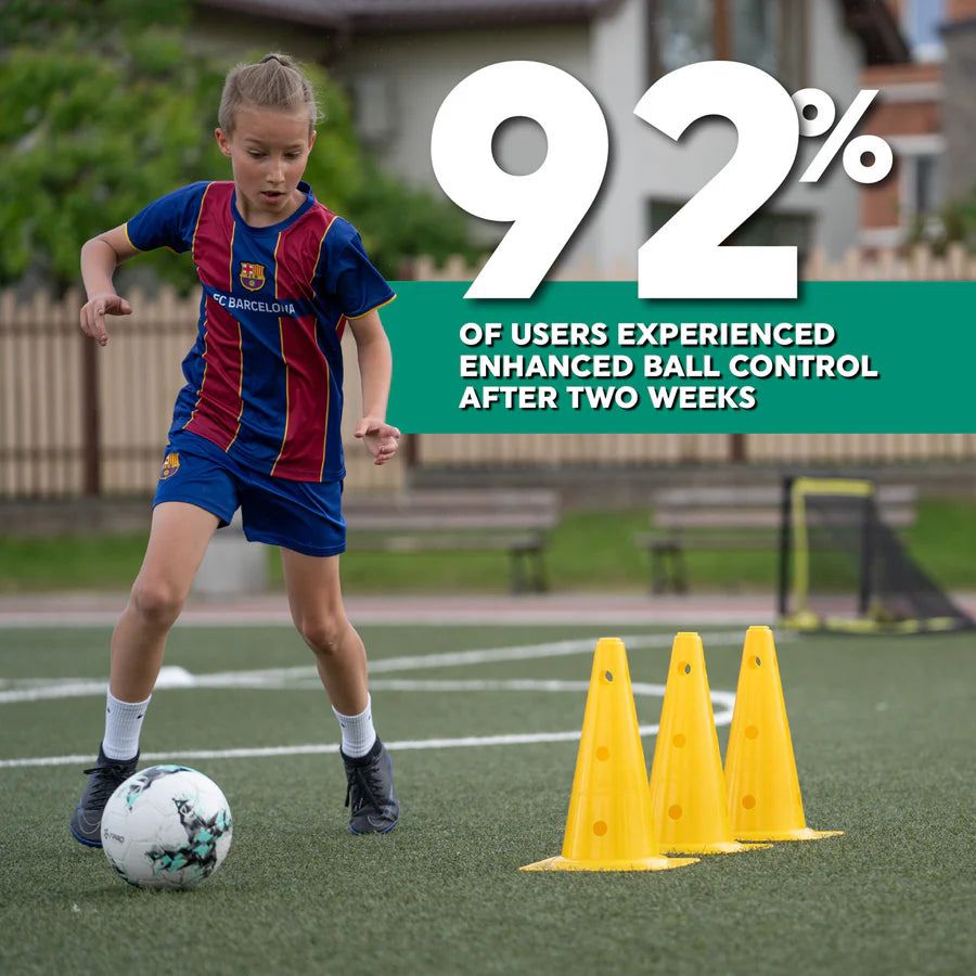 "Unisex Football Pro Training Mat with agility drills guide; 90cm x 60cm, fits home spaces, enhances dribbling and endurance.