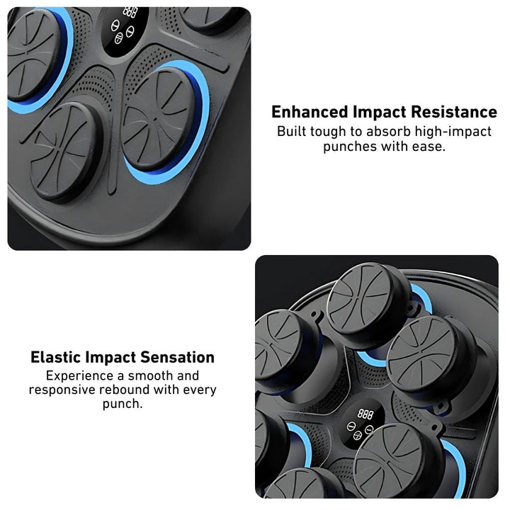 Unisex Rhythm Punch Pro Boxing Trainer with digital display, rhythm lights, and smartphone connectivity for interactive fitne