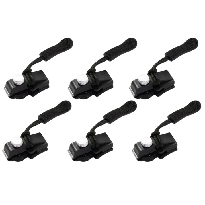 "Universal no-sew zipper repair clip shown for fast and easy tool-free fixing of broken zippers on jackets and bags."