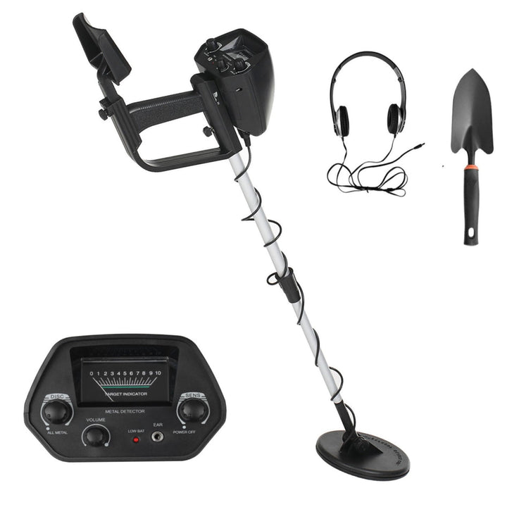 "Waterproof metal detector with adjustable height and HD display, designed for precision treasure hunts in any weather."