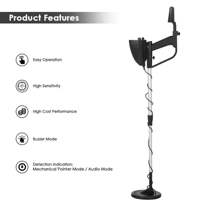 "Waterproof metal detector with adjustable height and HD display, designed for precision treasure hunts in any weather."