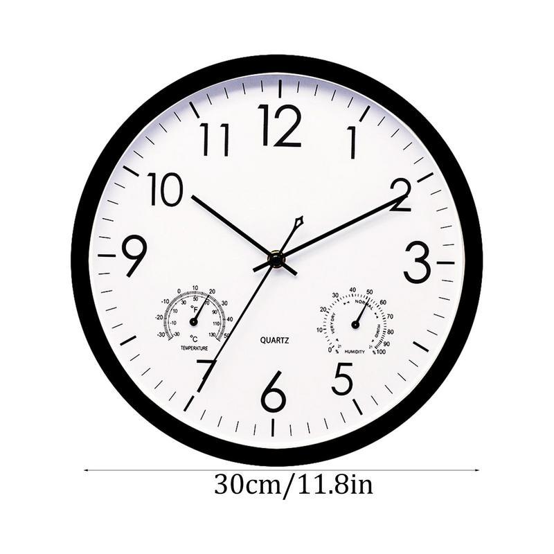 Weatherproof outdoor garden clock with retro design, large numbers, and integrated temperature gauge for style and functional