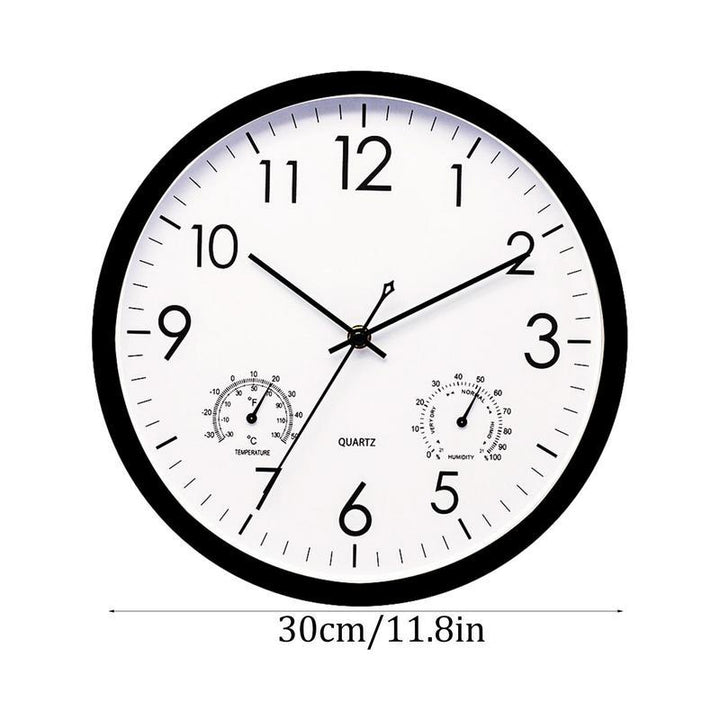 Weatherproof outdoor garden clock with retro design, large numbers, and integrated temperature gauge for style and functional