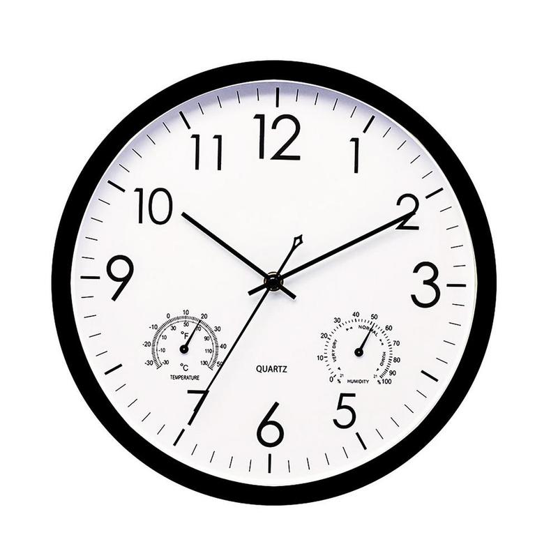 Weatherproof outdoor garden clock with retro design, large numbers, and integrated temperature gauge for style and functional