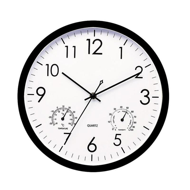 Weatherproof outdoor garden clock with retro design, large numbers, and integrated temperature gauge for style and functional