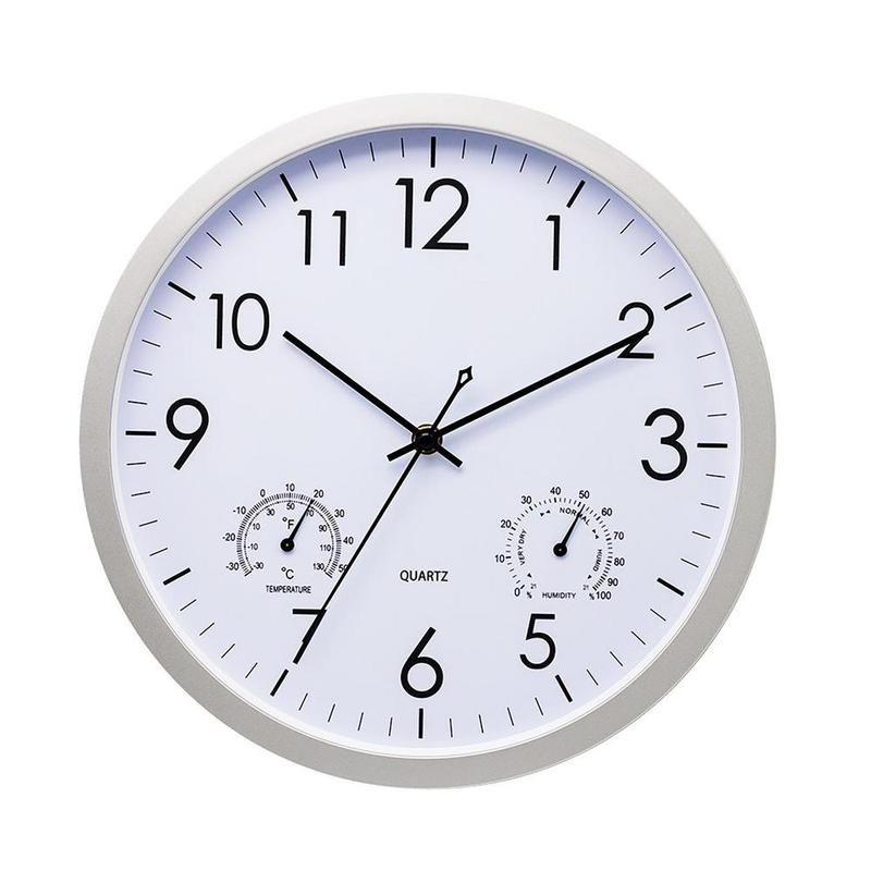 Weatherproof outdoor garden clock with retro design, large numbers, and integrated temperature gauge for style and functional
