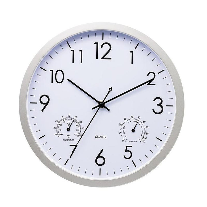 Weatherproof outdoor garden clock with retro design, large numbers, and integrated temperature gauge for style and functional