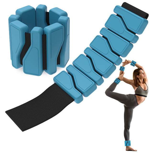 Women's adjustable silicone weights in sleek olive green, perfect for enhancing workouts. Suitable for wrists and ankles.