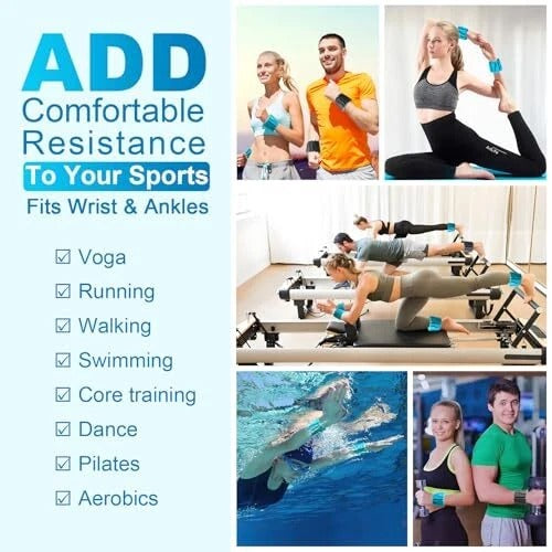 Women's adjustable silicone weights in sleek olive green, perfect for enhancing workouts. Suitable for wrists and ankles.