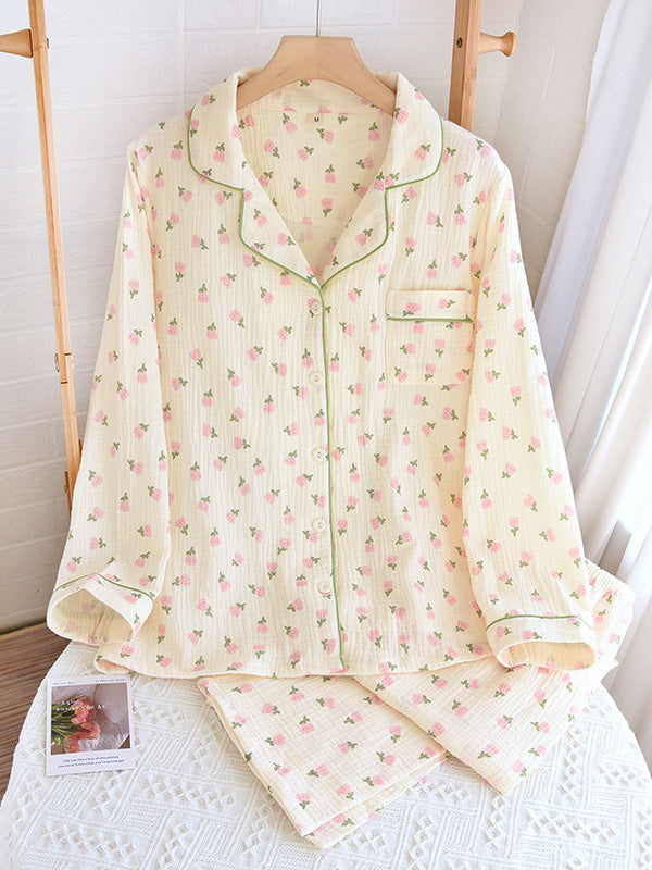 "Women's cotton pyjama set, luxurious, chic design, in both short and long sleeves, soft breathable fabric, elegant lounge we