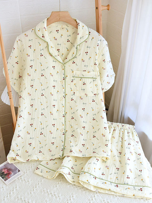 "Women's cotton pyjama set, luxurious, chic design, in both short and long sleeves, soft breathable fabric, elegant lounge we
