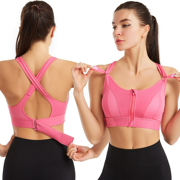 Women's high-support sports bras in black and white, soft breathable fabric, seamless fit, 2-pack, ideal for workouts.