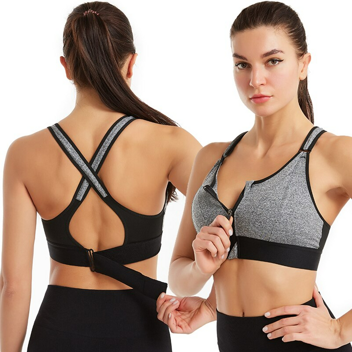 Women's high-support sports bras in black and white, soft breathable fabric, seamless fit, 2-pack, ideal for workouts.