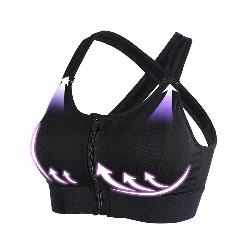 Women's high-support sports bras in black and white, soft breathable fabric, seamless fit, 2-pack, ideal for workouts.