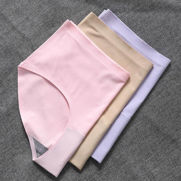 "Women's seamless silky comfort briefs, 5-pack, showing smooth fabric and elegant colors like black, white, pink, and beige."