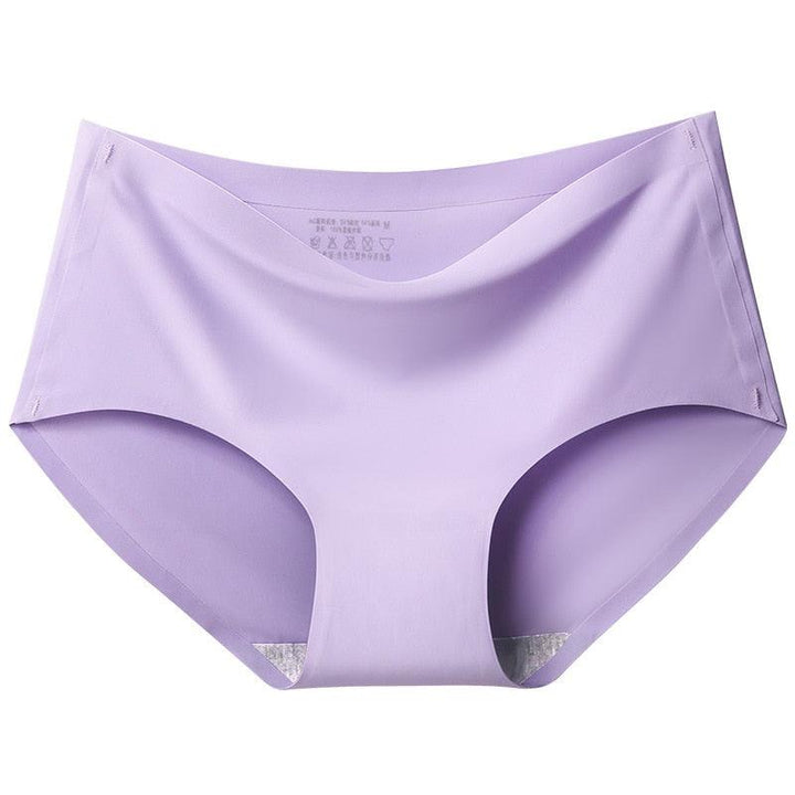 "Women's seamless silky comfort briefs, 5-pack, showing smooth fabric and elegant colors like black, white, pink, and beige."